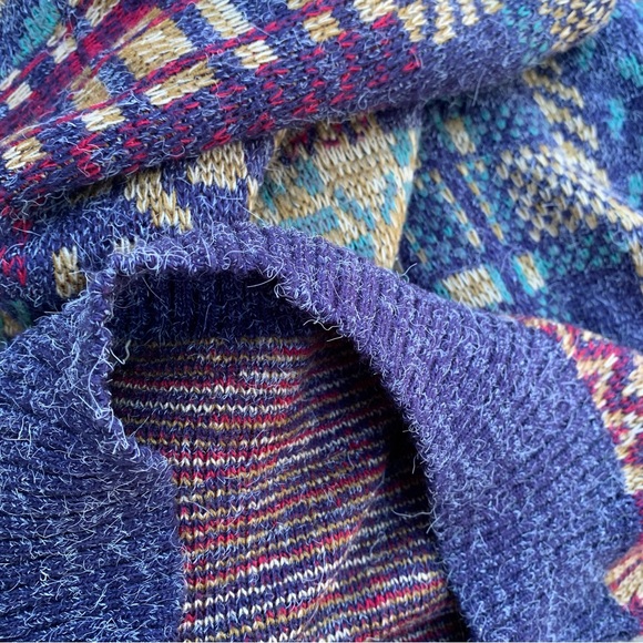 Vintage 80s Colorful Multicolor Geometric Loud Cosby Grandpa Plaid Sweater XL - Picture 11 of 17